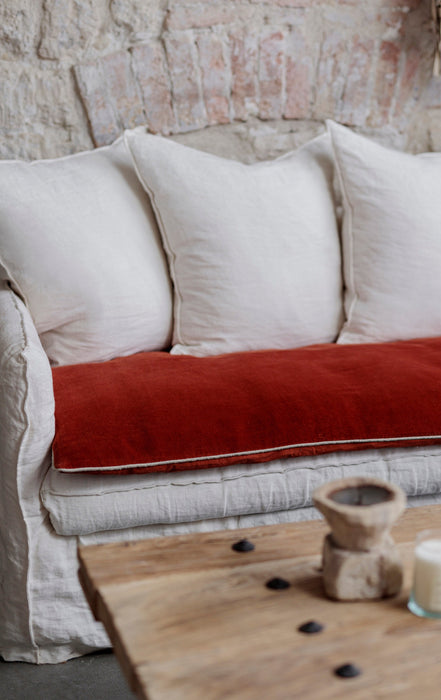 Sofa cover en velours uni bourdon naturel - plusieurs couleurs disponibles