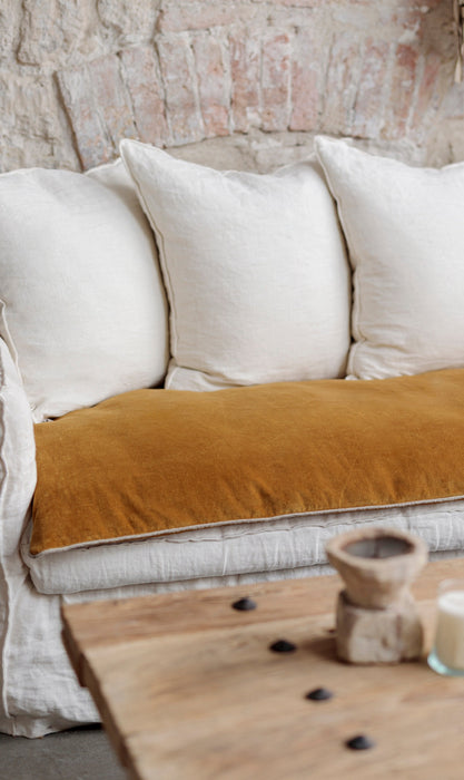 Sofa cover en velours uni bourdon naturel - plusieurs couleurs disponibles