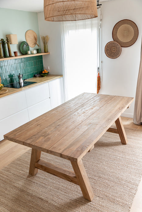 Table à manger en bois de teck intérieur et extérieur - 3 tailles disponibles