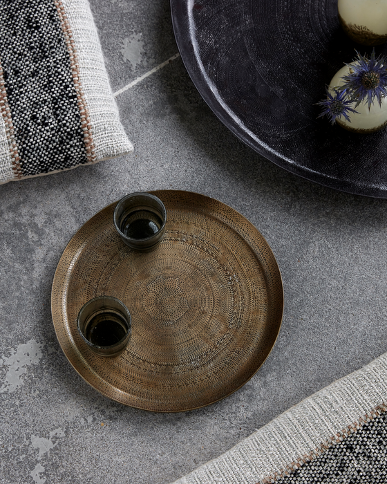 Plateau Janhsi en laiton vieilli