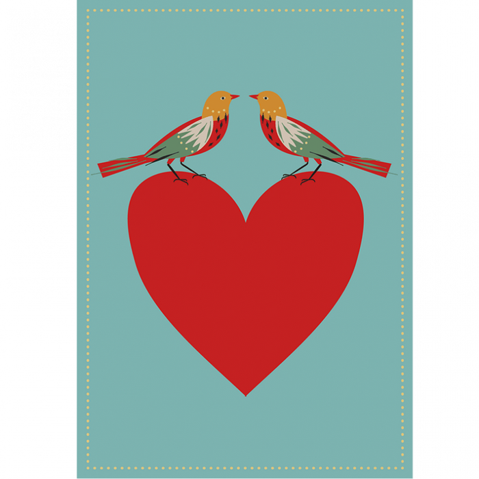 Carte de voeux coeur oiseaux