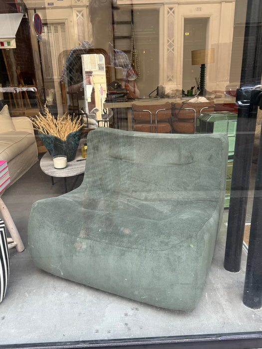 Fauteuil XL 1965 - 97 cm expo velours côtelé kaki