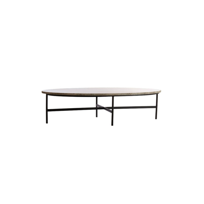 Table basse ovale LOU pierre et métal
