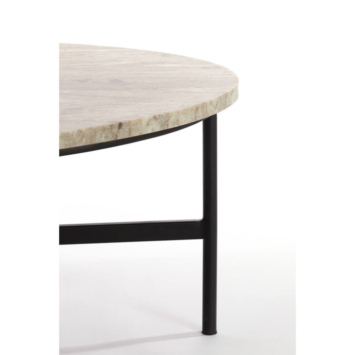 Table basse ovale LOU pierre et métal