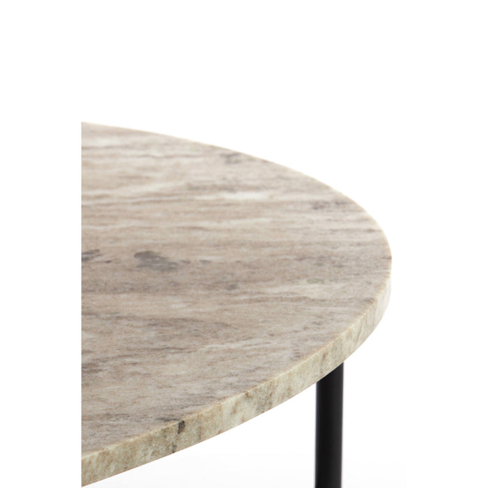 Table basse ovale LOU pierre et métal