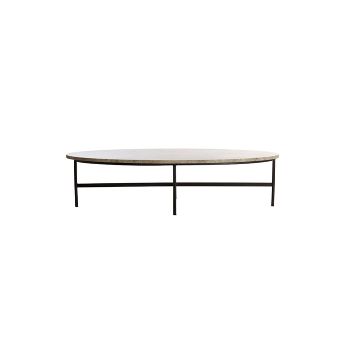 Table basse ovale LOU pierre et métal