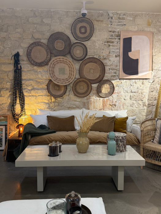 Table basse en bois laqué vert de gris