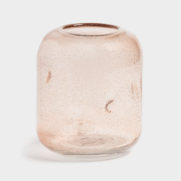 Vase bubble rose en verre soufflé