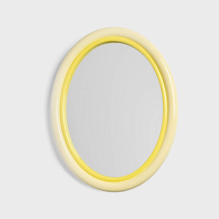 Miroir ovale jaune