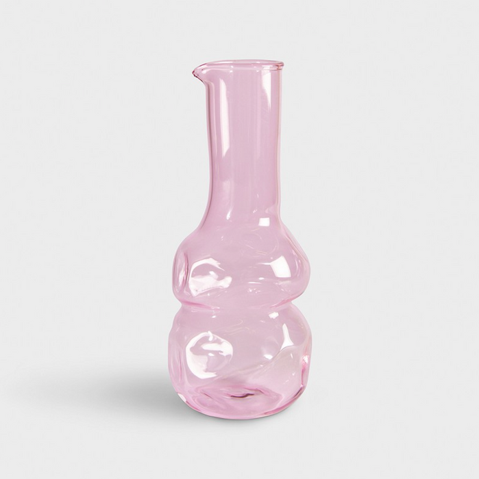 Vase carafe rose en verre
