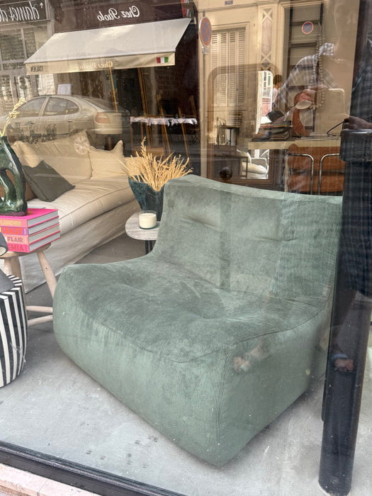 Fauteuil XL 1965 - 97 cm expo velours côtelé kaki