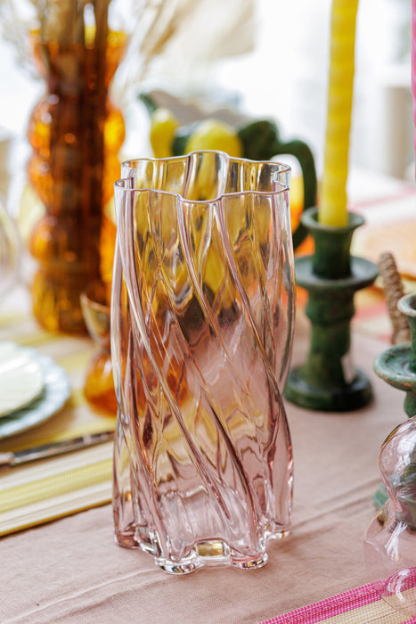 Vase guimauve rose en verre