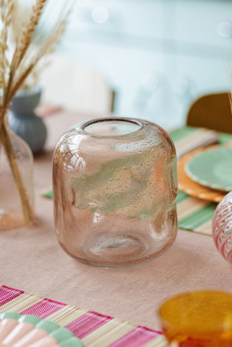 Vase bubble rose en verre soufflé