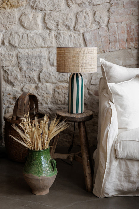 Lampe en céramique artisanale rayée – 6 Couleurs disponibles | design unique et authentique