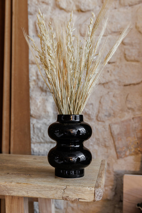 Vase en céramique double noir