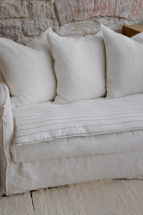 Sofa cover en lin lavé à rayures noires - 2 couleurs disponibles