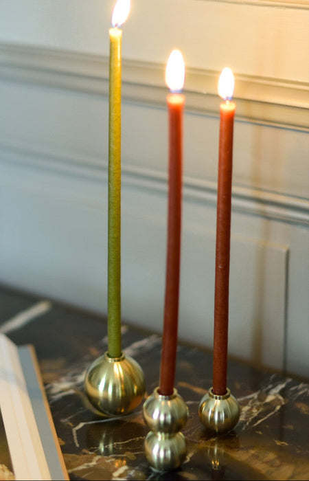 2 Bougeoirs boule 🇫🇷 laiton massif