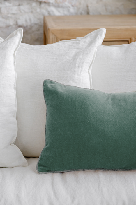 Coussin rectangulaire en velours bourdon naturel - plusieurs couleurs disponibles