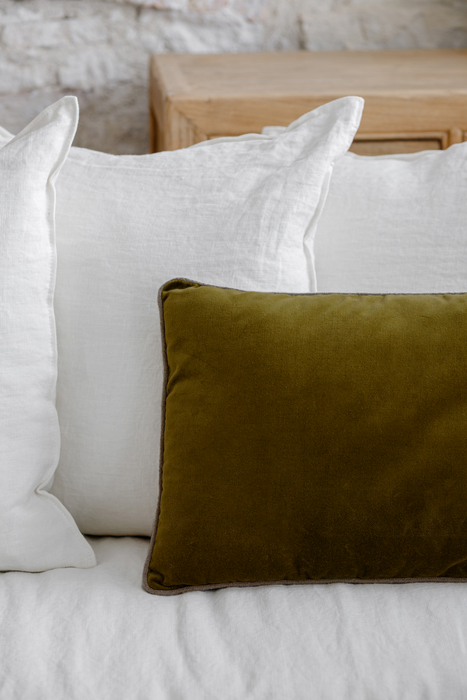 Coussin rectangulaire en velours bourdon naturel - plusieurs couleurs disponibles