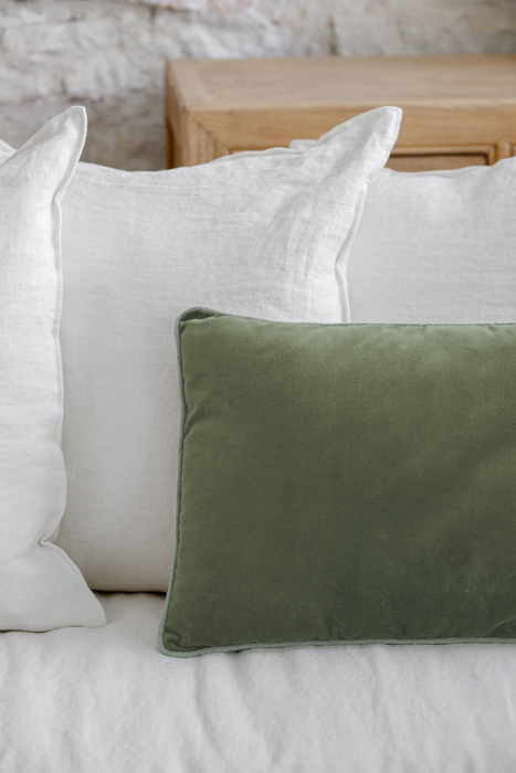 Coussin rectangulaire en velours bourdon naturel - plusieurs couleurs disponibles