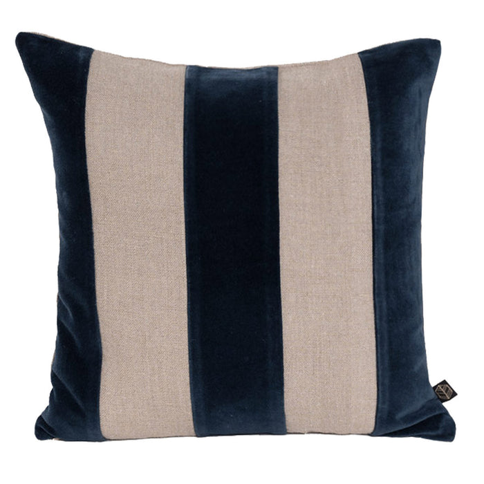 housse de coussin rayé en velours et lin naturel - plusieurs couleurs