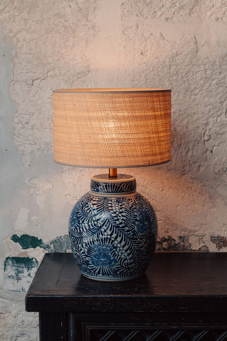 Pieds de lampe en porcelaine à motifs bleus et blancs - hauteur 30 cm
