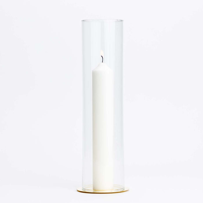 Photophore verre et soucoupe en laiton