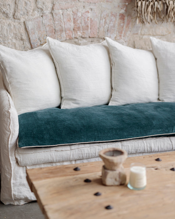 Sofa cover en velours uni bourdon naturel - 8 couleurs disponibles