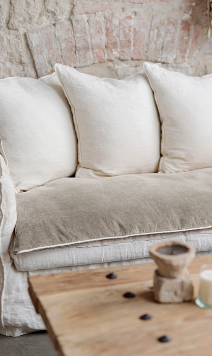 Sofa cover édredon en velours uni bourdon naturel - plusieurs couleurs disponibles