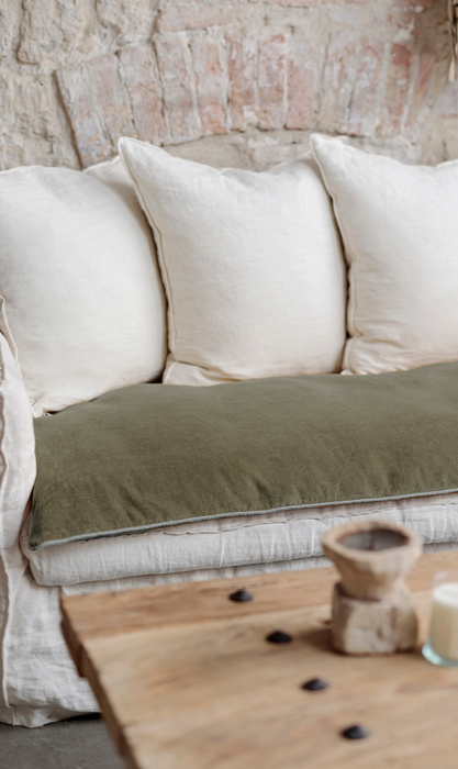 Sofa cover édredon en velours uni bourdon naturel - plusieurs couleurs disponibles
