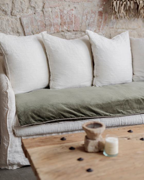 Sofa cover en velours uni bourdon naturel - 8 couleurs disponibles