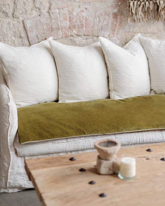 Sofa cover en velours uni bourdon naturel - 9 couleurs disponibles