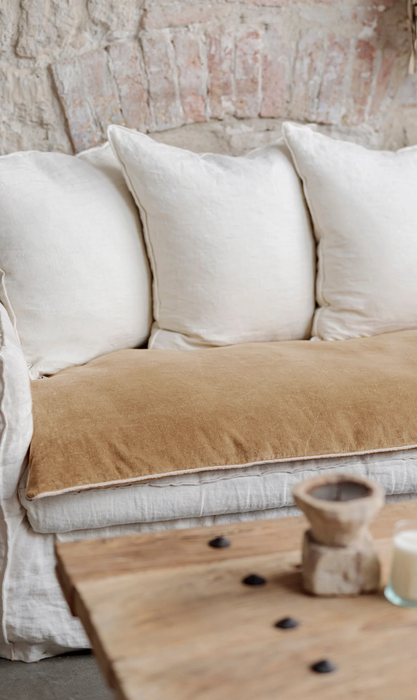 Sofa cover édredon en velours uni bourdon naturel - plusieurs couleurs disponibles